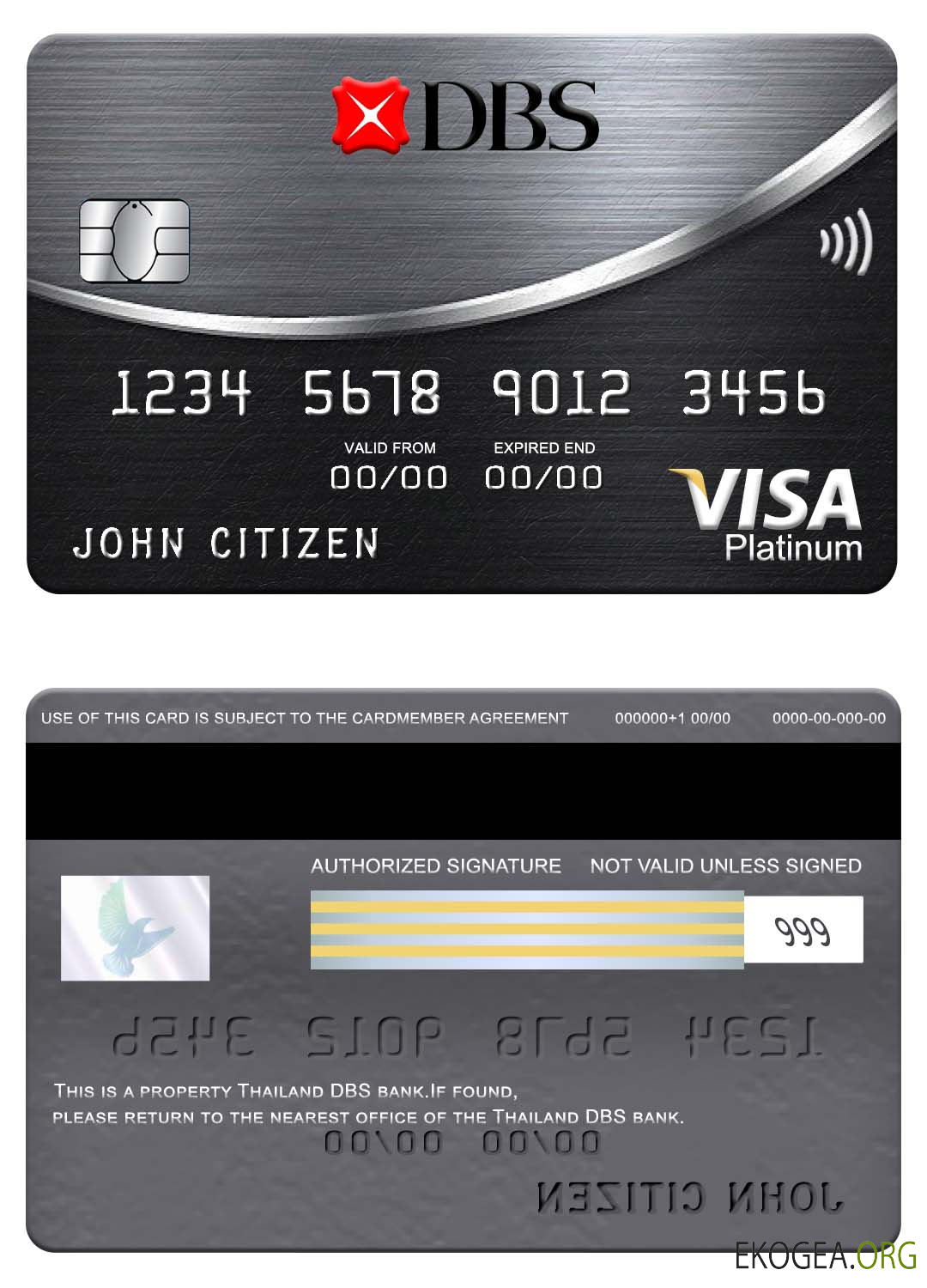 Carte visa platine de la banque DBS de Thaïlande